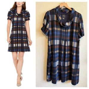 Jessica HOWARD PLAID Puff Sleeve Shift Dress Size XL